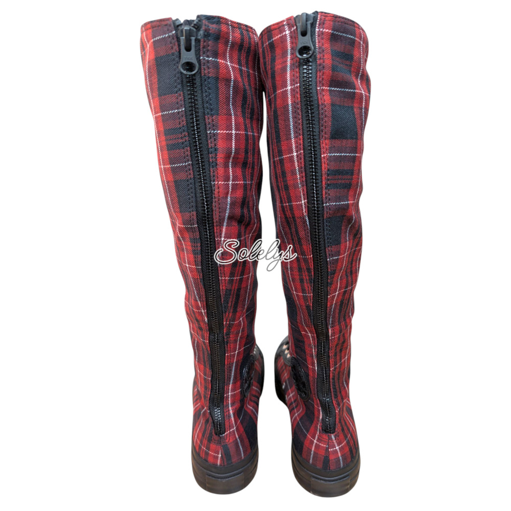 Converse XXHI Platform Lift Plaid Park Red Black Knee High Sneaker Bundle 5.5 - Picture 3 of 10
